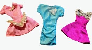 Barbie Dresses VTG 90s Mattel Pink And Blue Doll Dresses Lot Of 3